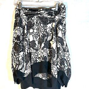 Michael Kors Shirt Top Blouse Floral Long Sleeve Black Large Boat Neck Formal